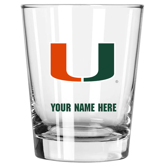 Miami Hurricanes 15oz. Personalized Double Old Fashioned Glass