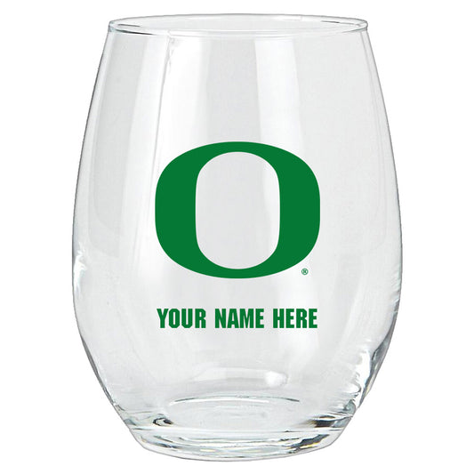 Oregon Ducks 15oz. Personalized Stemless Glass Tumbler