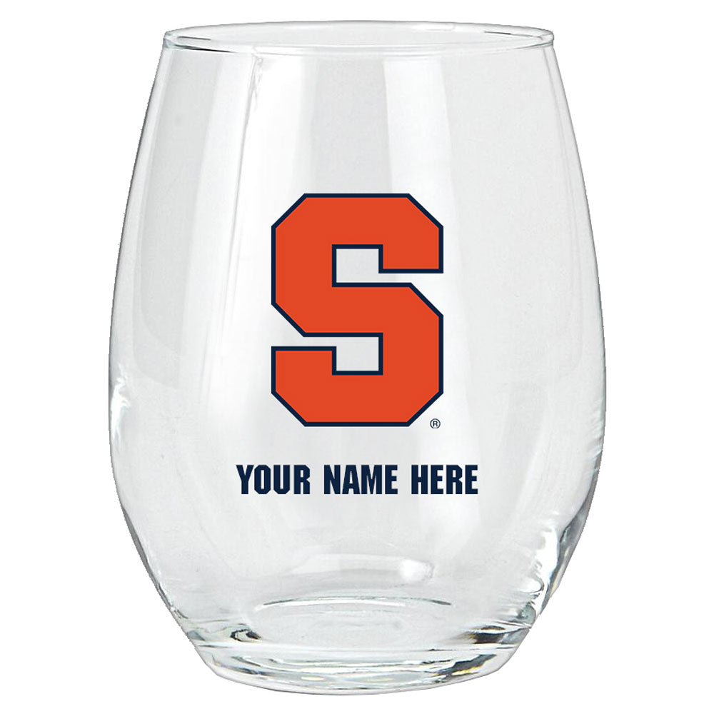 Syracuse Orange 15oz. Personalized Stemless Glass Tumbler