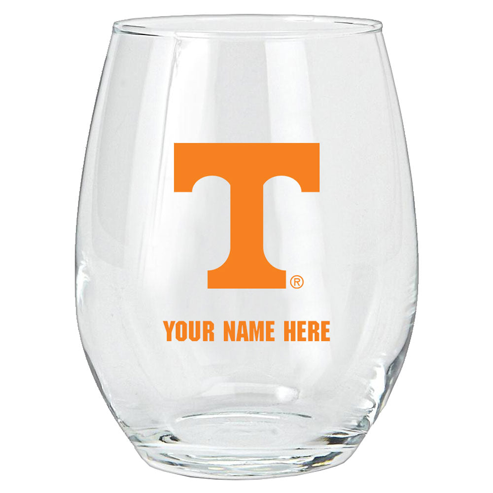 Tennessee Volunteers 15oz. Personalized Stemless Glass Tumbler
