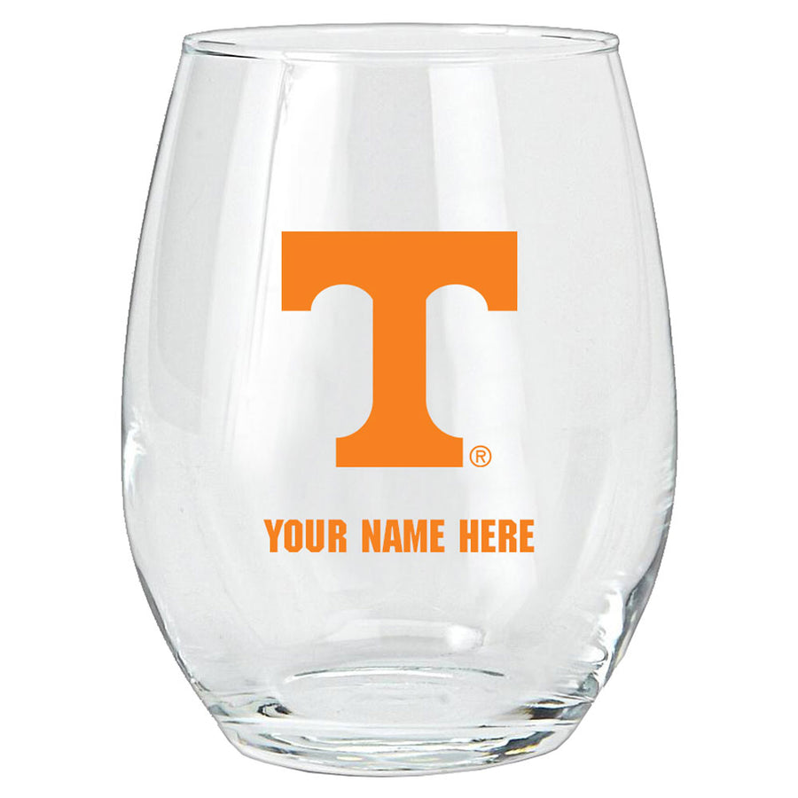Tennessee Volunteers 15oz. Personalized Stemless Glass Tumbler
