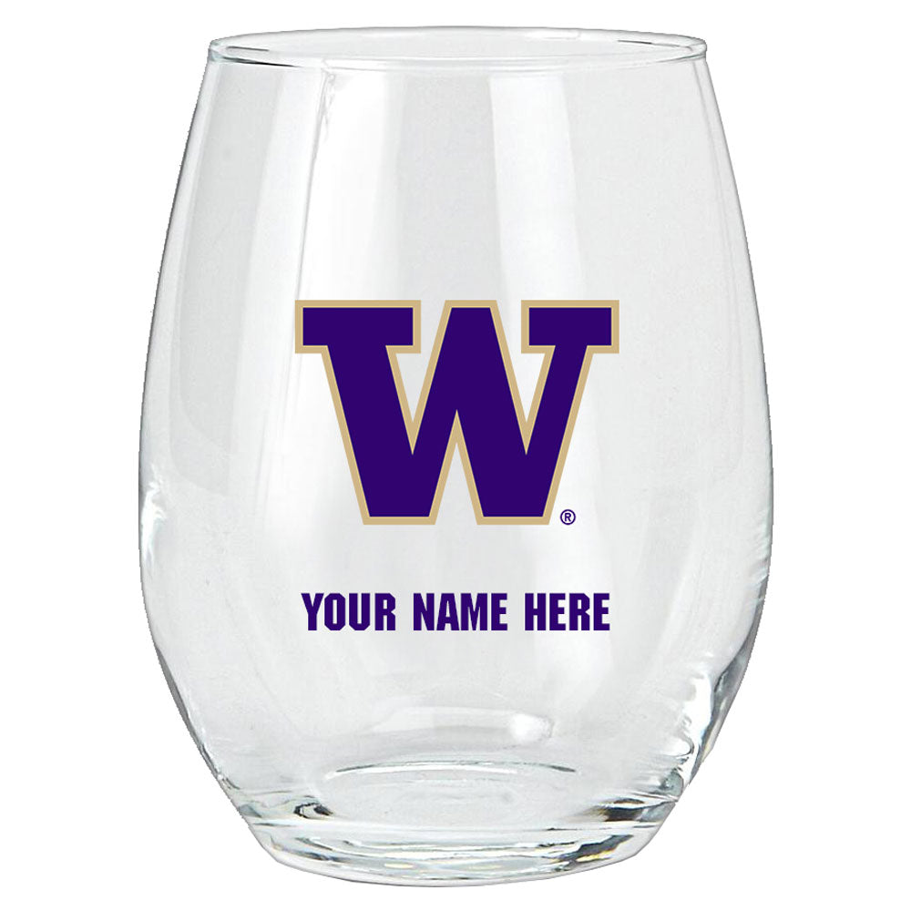 Washington Huskies 15oz. Personalized Stemless Glass Tumbler