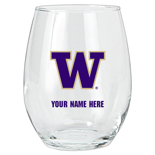 Washington Huskies 15oz. Personalized Stemless Glass Tumbler