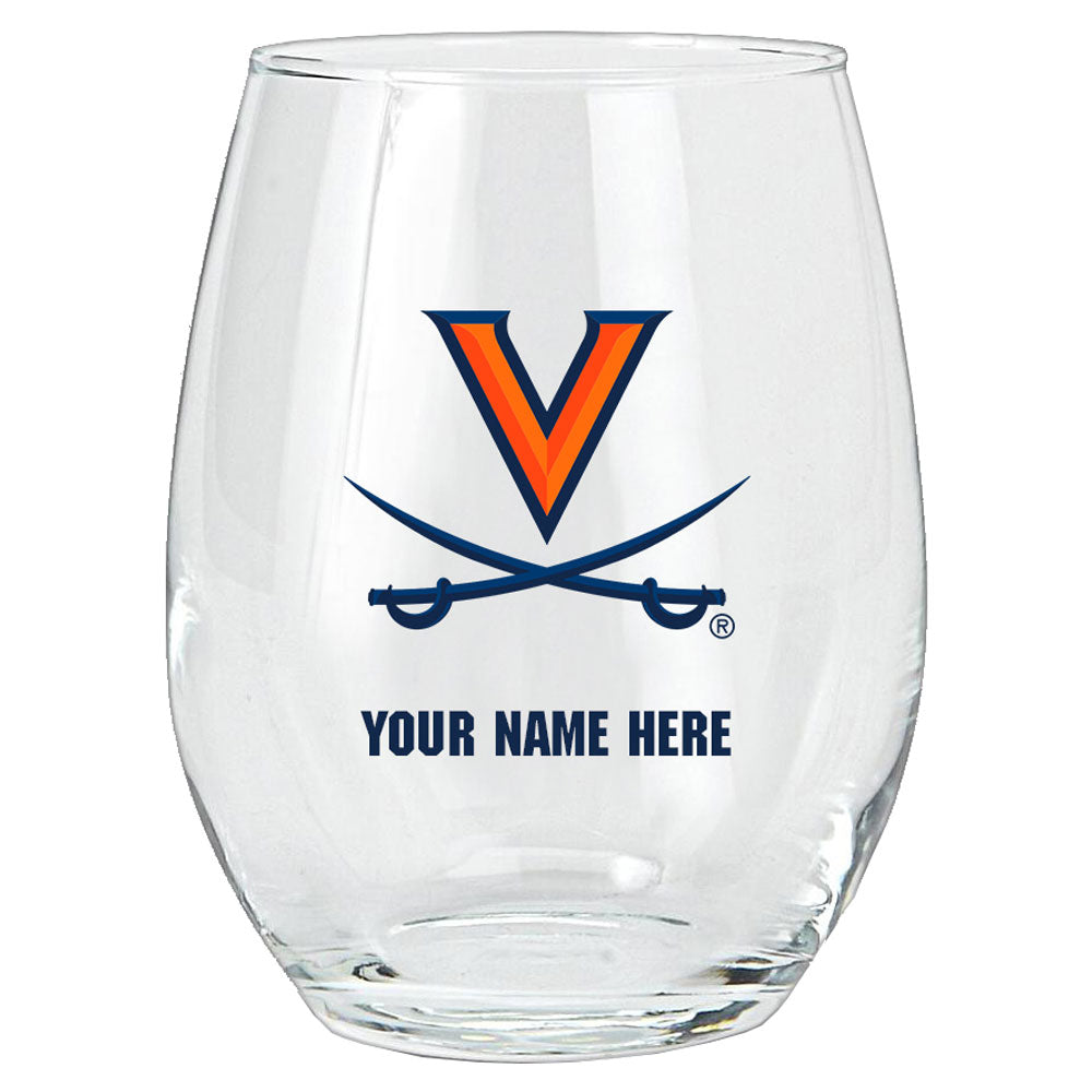 Virginia Cavaliers 15oz. Personalized Stemless Glass Tumbler