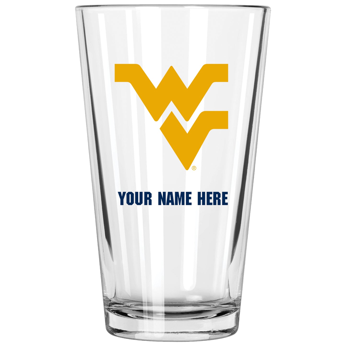 West Virginia Mountaineers 16oz. Personalized Pint Glass