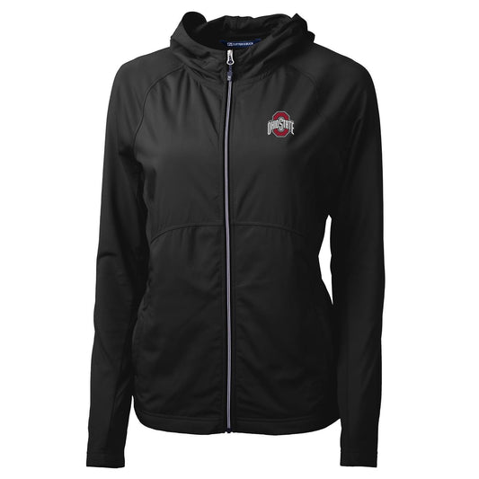 Women's Cutter & Buck Black Ohio State Buckeyes Adapt Eco Knit Full-Zip Jacket