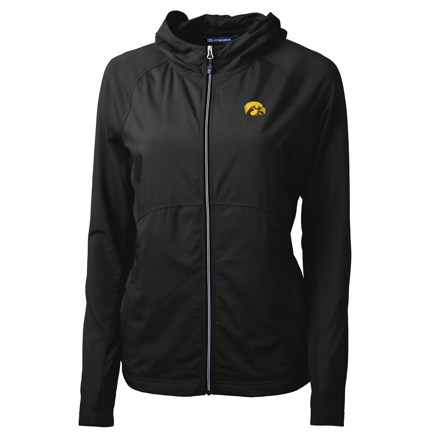 Women's Cutter & Buck Black Iowa Hawkeyes Adapt Eco Knit Full-Zip Jacket