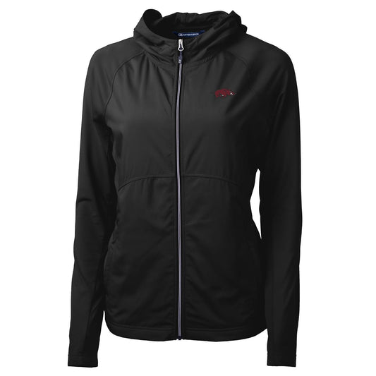 Women's Cutter & Buck Black Arkansas Razorbacks Adapt Eco Knit Full-Zip Jacket