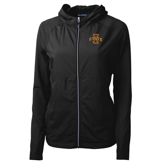 Women's Cutter & Buck Black Iowa State Cyclones Adapt Eco Knit Full-Zip Jacket