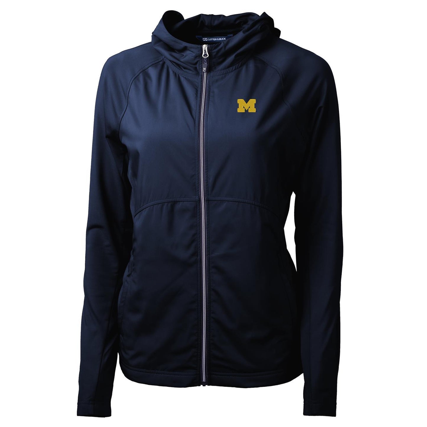 Women's Cutter & Buck Navy Michigan Wolverines Adapt Eco Knit Full-Zip Jacket