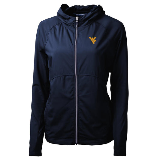 Women's Cutter & Buck Navy West Virginia Mountaineers Adapt Eco Knit Full-Zip Jacket