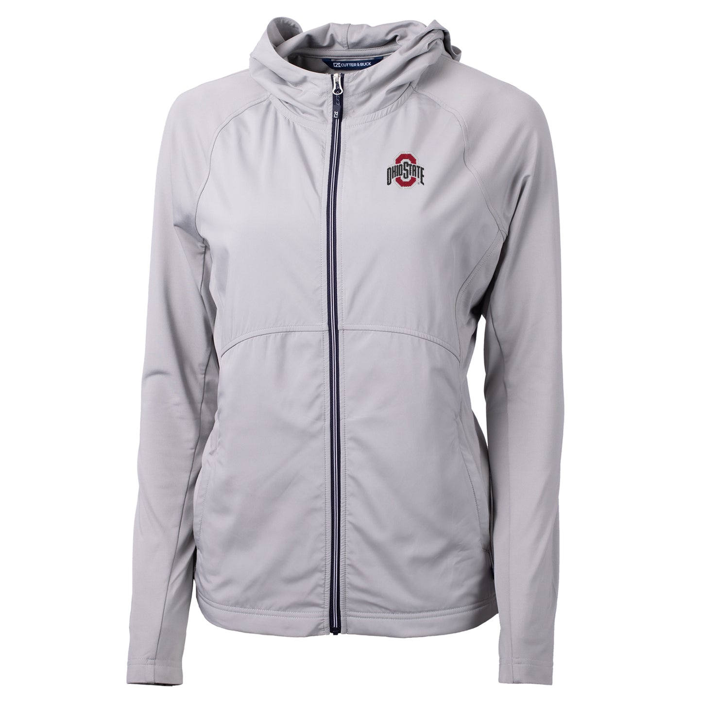 Women's Cutter & Buck White Ohio State Buckeyes Adapt Eco Knit Full-Zip Jacket