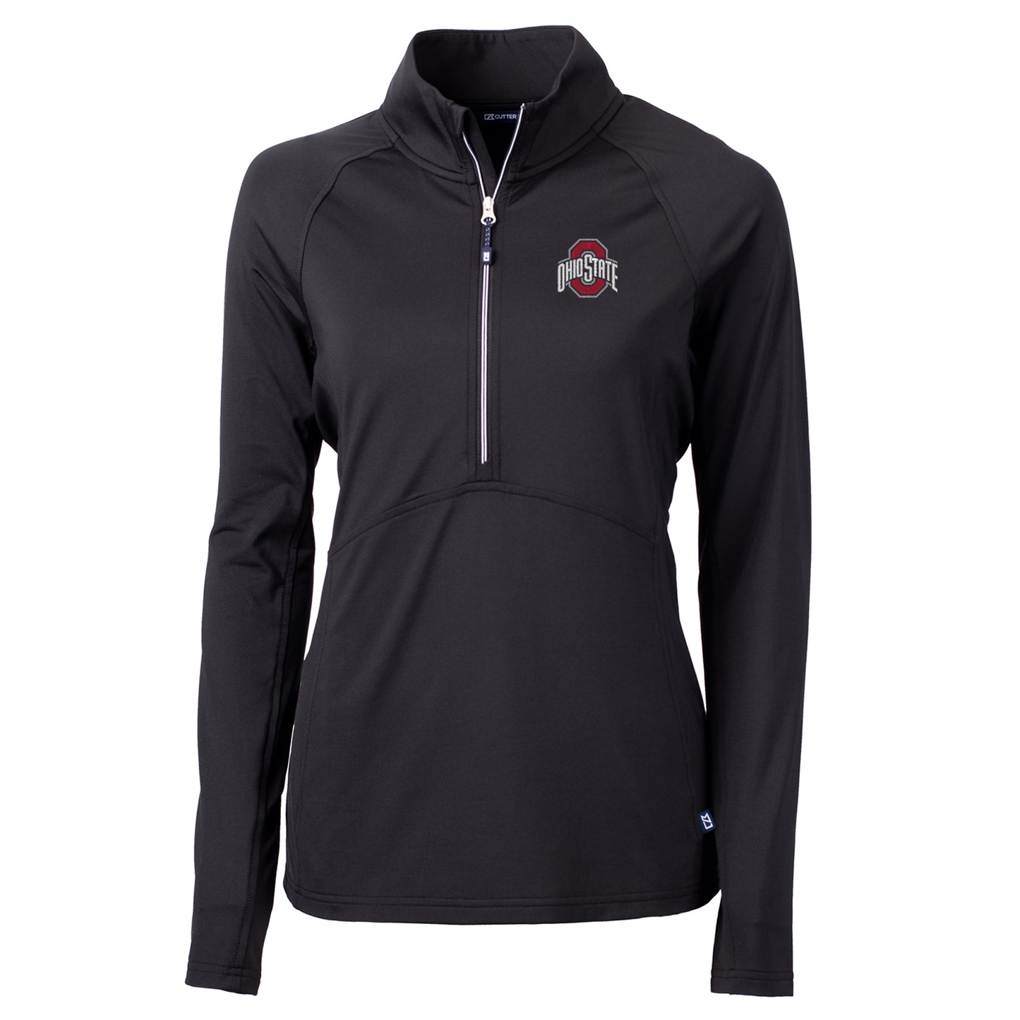 Women's Cutter & Buck Black Ohio State Buckeyes Adapt Eco Knit Half-Zip Pullover Jacket