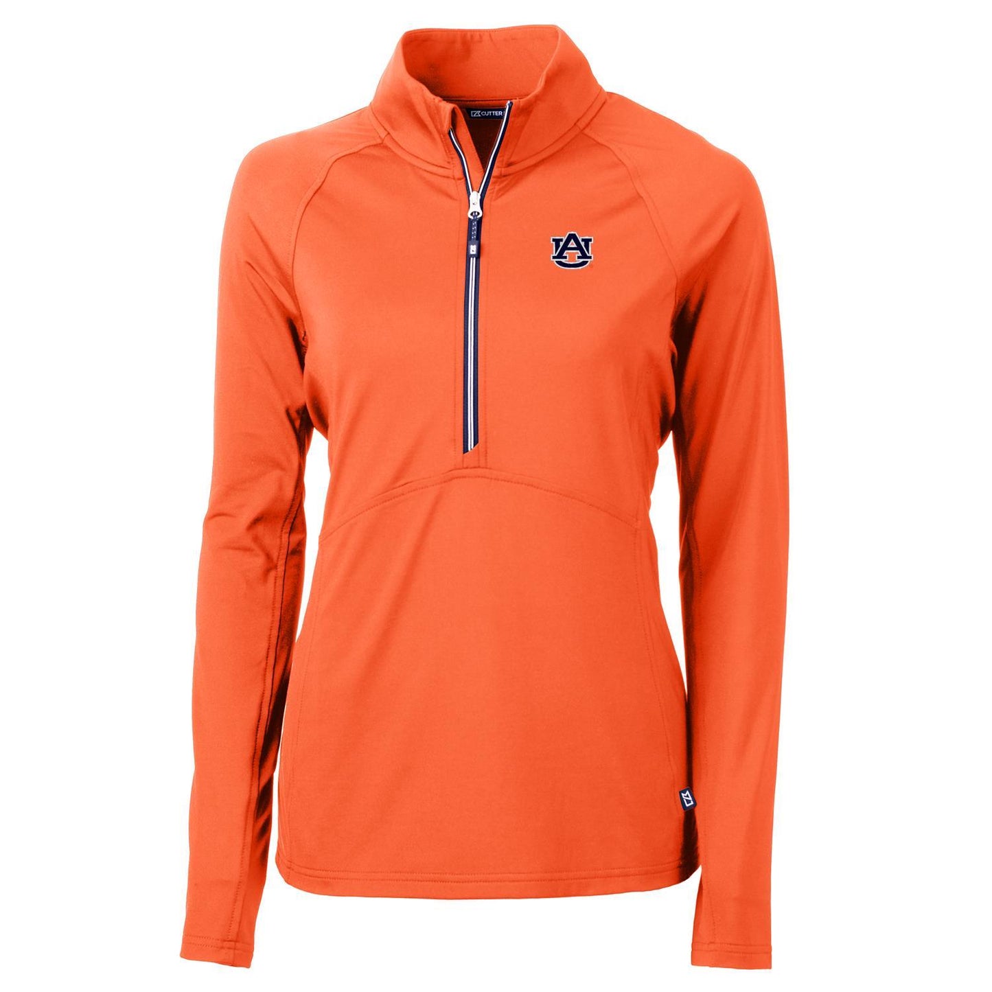 Women's Cutter & Buck Orange Auburn Tigers Adapt Eco Knit Half-Zip Pullover Jacket