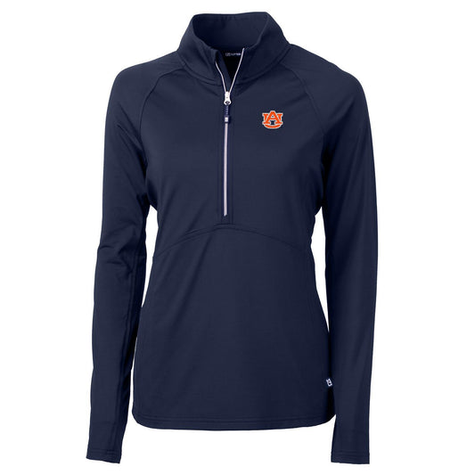 Women's Cutter & Buck Navy Auburn Tigers Adapt Eco Knit Half-Zip Pullover Jacket