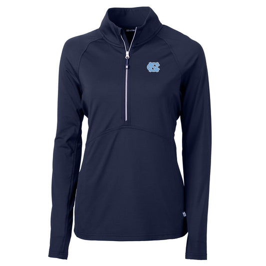 Women's Cutter & Buck Navy North Carolina Tar Heels Adapt Eco Knit Half-Zip Pullover Jacket