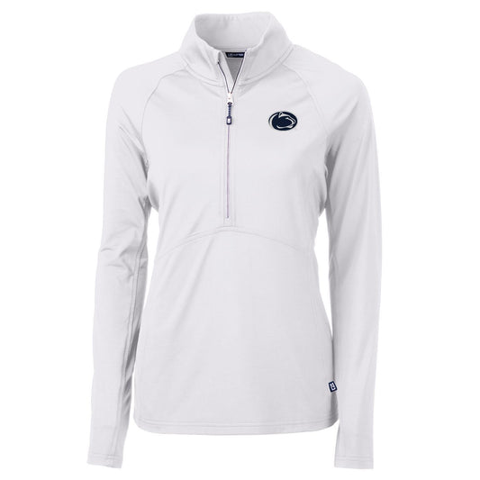 Women's Cutter & Buck White Penn State Nittany Lions Adapt Eco Knit Half-Zip Pullover Jacket