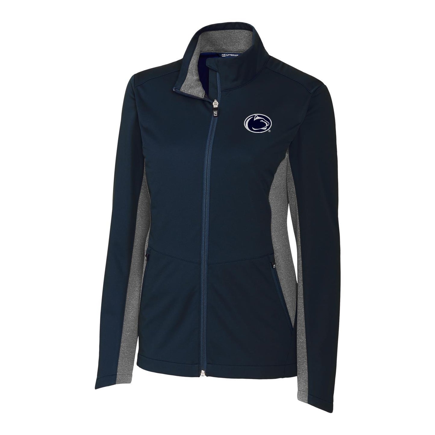 Women's Cutter & Buck Navy Penn State Nittany Lions Navigate Softshell Full-Zip Jacket