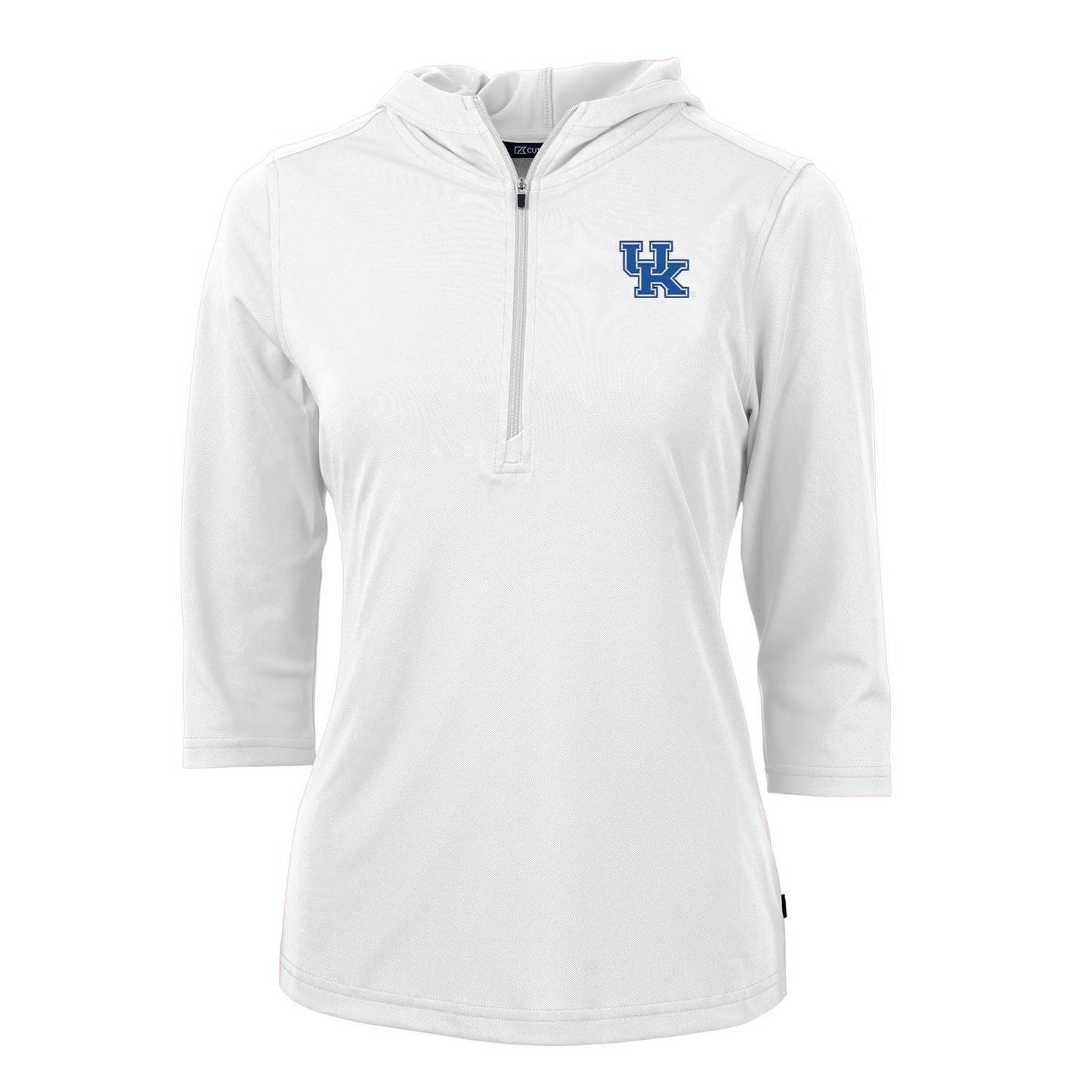 Women's Cutter & Buck White Kentucky Wildcats Virtue Eco Pique 3/4 Sleeve Half-Zip Pullover Hoodie