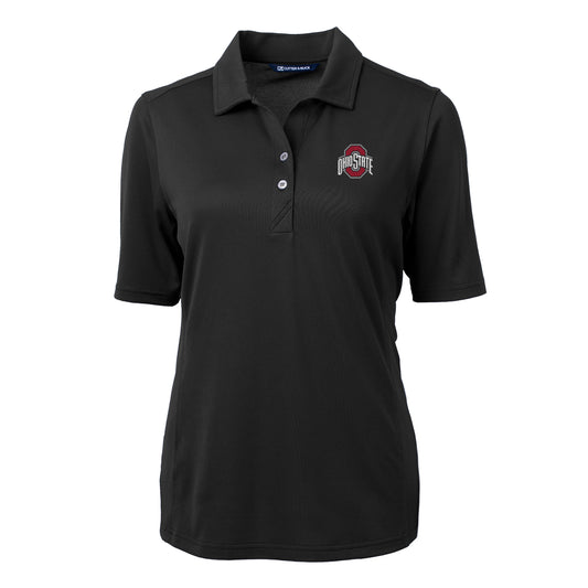 Women's Cutter & Buck Black Ohio State Buckeyes Virtue Eco Pique Recycled Polo