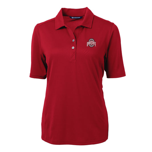 Women's Cutter & Buck Scarlet Ohio State Buckeyes Virtue Eco Pique Recycled Polo