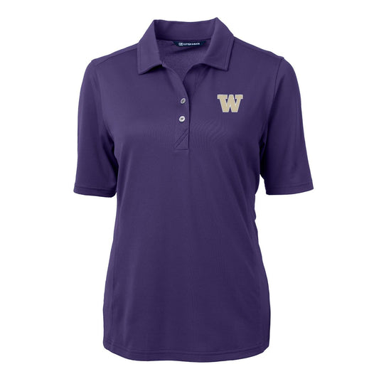 Women's Cutter & Buck Purple Washington Huskies Virtue Eco Pique Recycled Polo