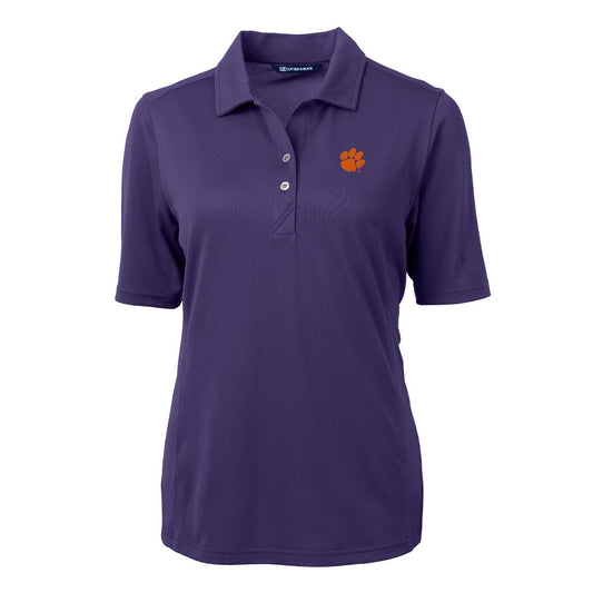 Women's Cutter & Buck Purple Clemson Tigers Virtue Eco Pique Recycled Polo