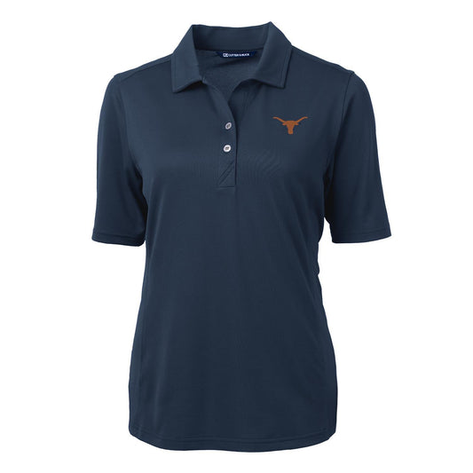 Women's Cutter & Buck Navy Texas Longhorns Virtue Eco Pique Recycled Polo