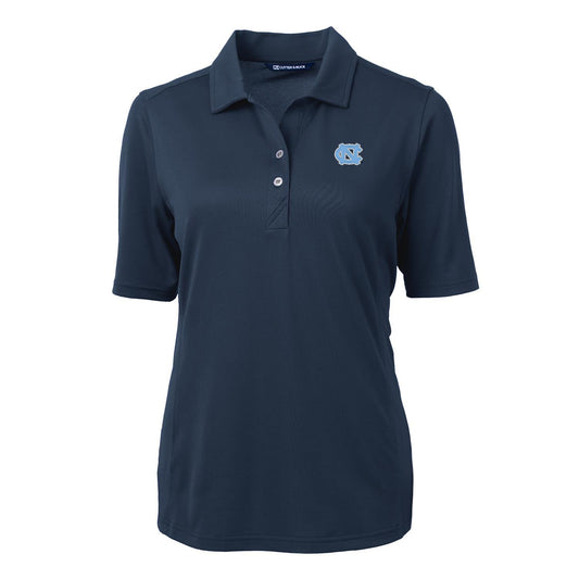 Women's Cutter & Buck Navy North Carolina Tar Heels Virtue Eco Pique Recycled Polo