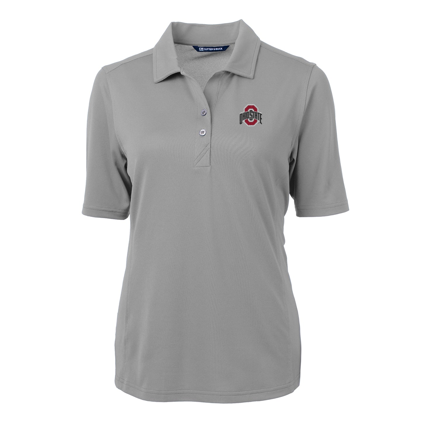 Women's Cutter & Buck Gray Ohio State Buckeyes Virtue Eco Pique Recycled Polo