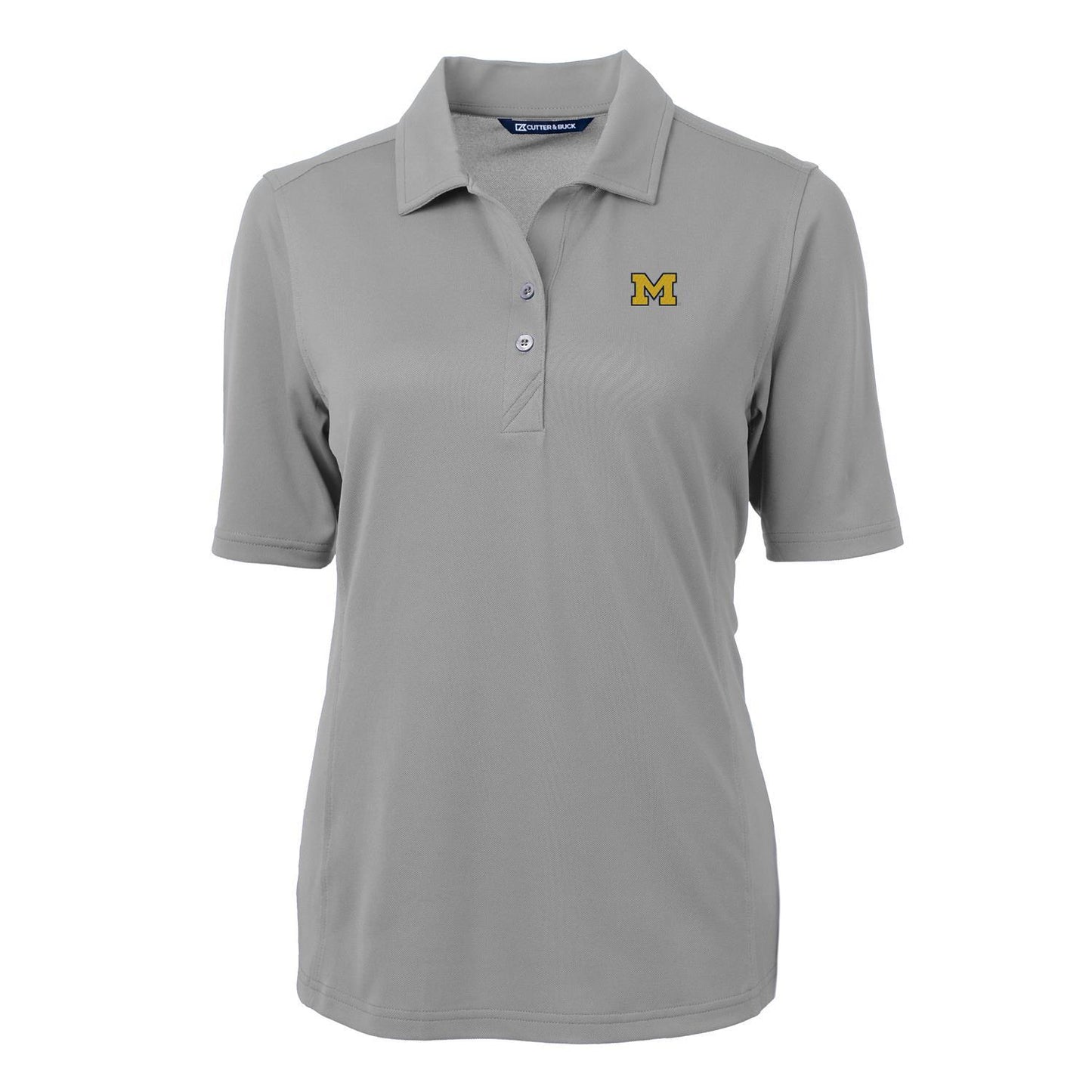 Women's Cutter & Buck Gray Michigan Wolverines Virtue Eco Pique Recycled Polo