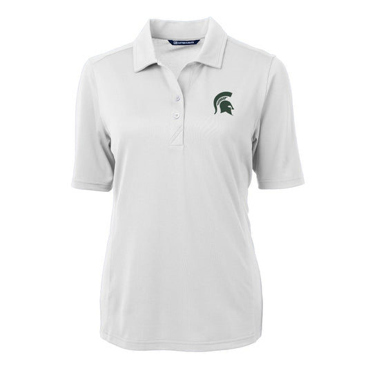 Women's Cutter & Buck White Michigan State Spartans Virtue Eco Pique Recycled Polo