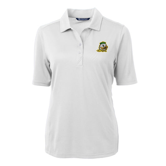 Women's Cutter & Buck White Oregon Ducks Virtue Eco Pique Recycled Polo