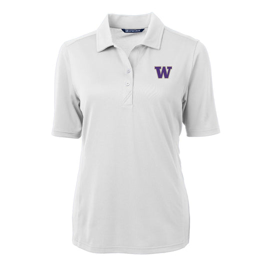 Women's Cutter & Buck White Washington Huskies Virtue Eco Pique Recycled Polo