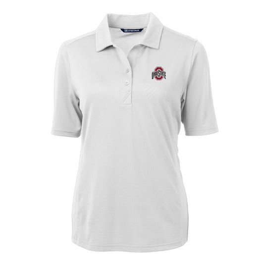 Women's Cutter & Buck White Ohio State Buckeyes Virtue Eco Pique Recycled Polo