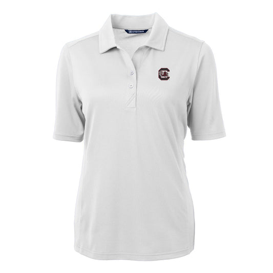 Women's Cutter & Buck White South Carolina Gamecocks Virtue Eco Pique Recycled Polo