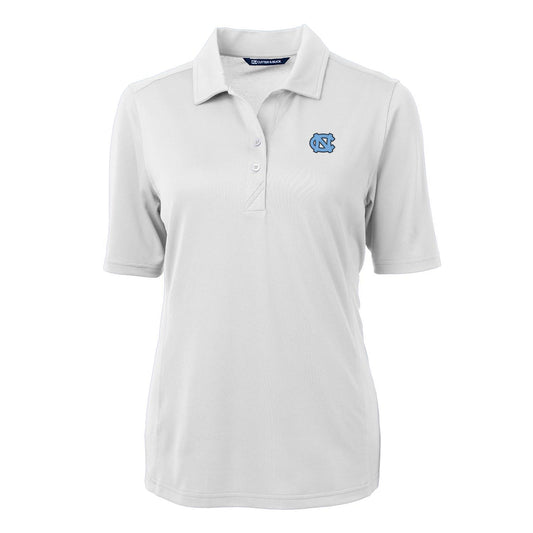 Women's Cutter & Buck White North Carolina Tar Heels Virtue Eco Pique Recycled Polo