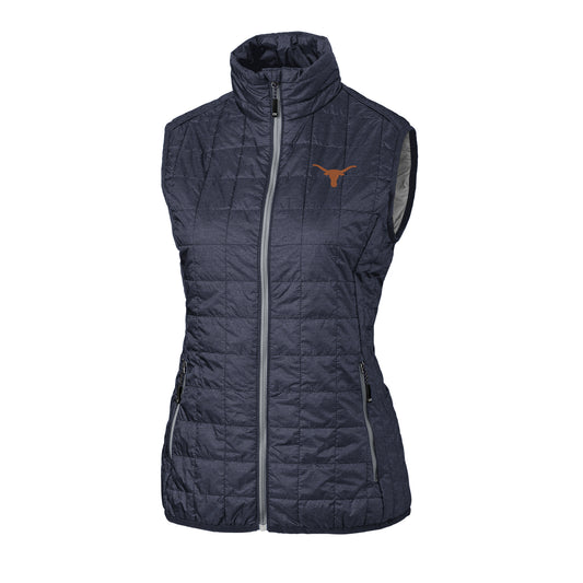 Women's Cutter & Buck Anthracite Texas Longhorns Rainier PrimaLoft Eco Full-Zip Vest