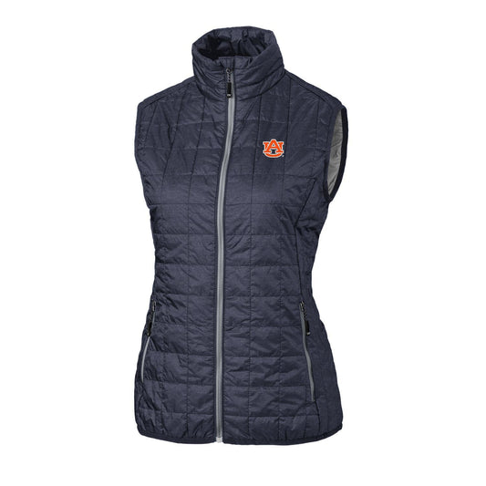 Women's Cutter & Buck Anthracite Auburn Tigers Rainier PrimaLoft Eco Full-Zip Vest