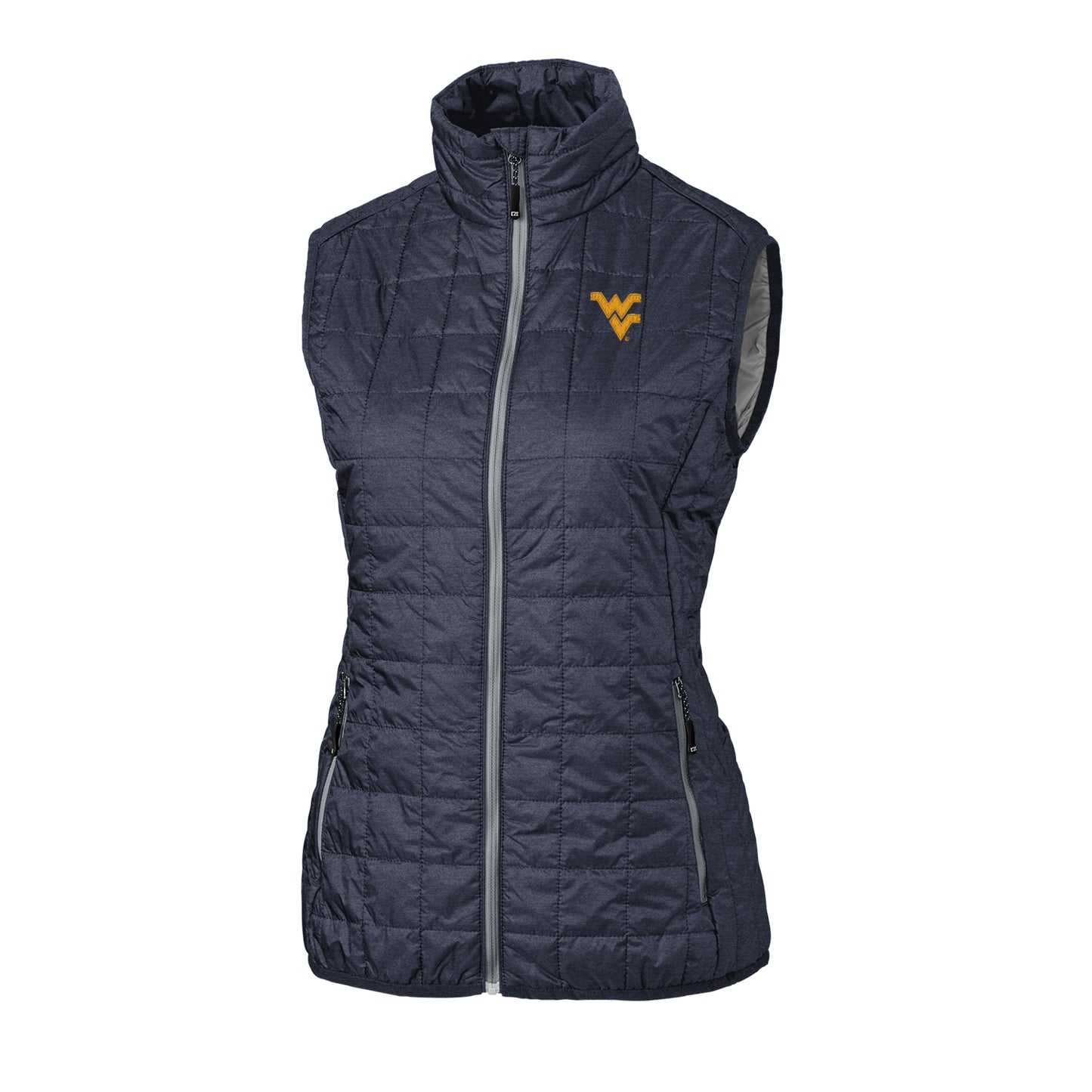 Women's Cutter & Buck Anthracite West Virginia Mountaineers Rainier PrimaLoft Eco Full-Zip Vest