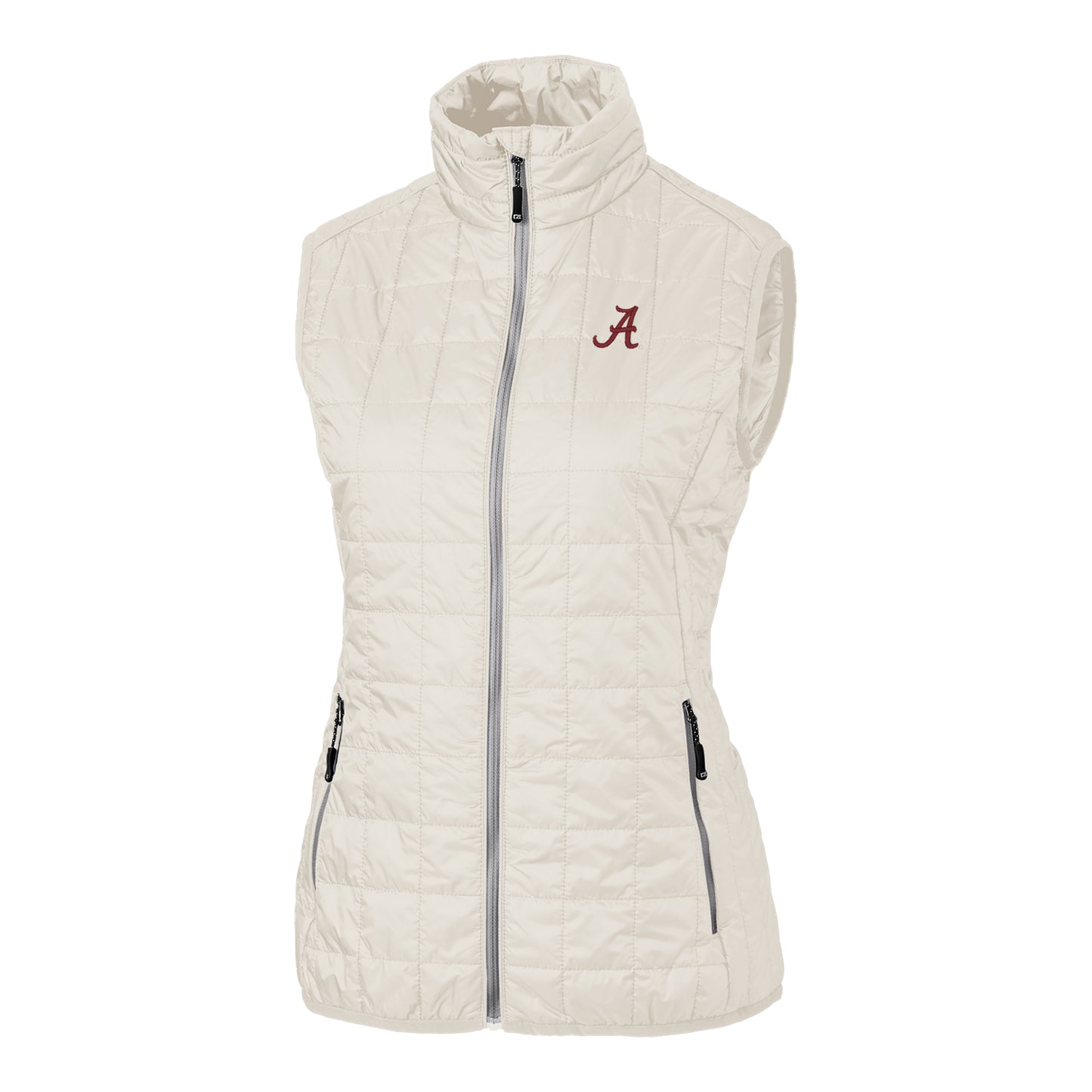 Women's Cutter & Buck White Alabama Crimson Tide Rainier PrimaLoft Eco Full-Zip Vest