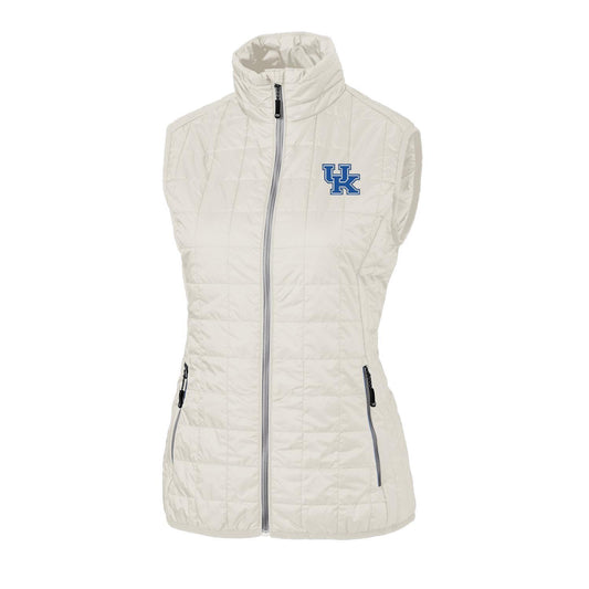 Women's Cutter & Buck White Kentucky Wildcats Rainier PrimaLoft Eco Full-Zip Vest