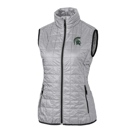 Women's Cutter & Buck Gray Michigan State Spartans Rainier PrimaLoft Eco Full-Zip Vest