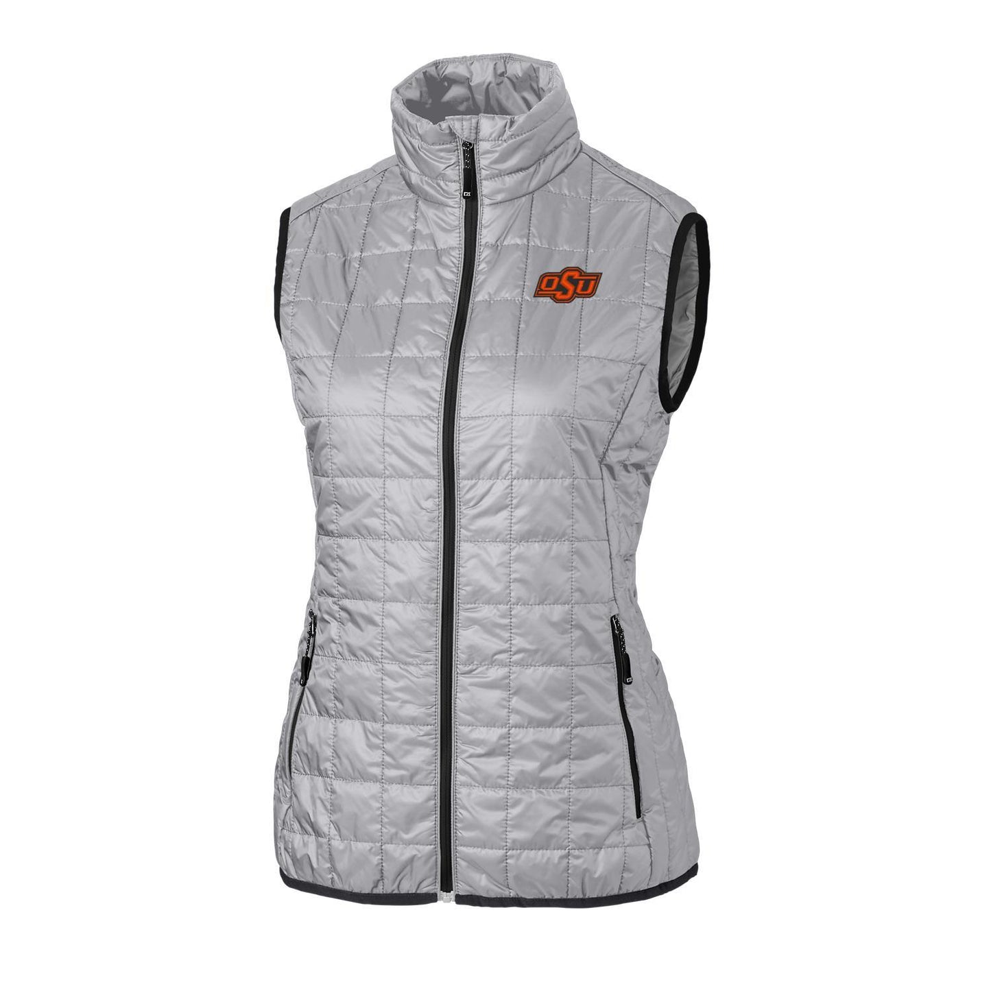 Women's Cutter & Buck Gray Oklahoma State Cowboys Rainier PrimaLoft Eco Full-Zip Vest