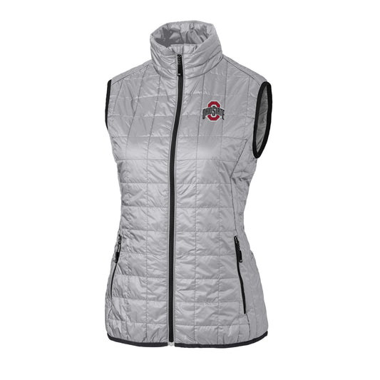 Women's Cutter & Buck Gray Ohio State Buckeyes Rainier PrimaLoft Eco Full-Zip Vest