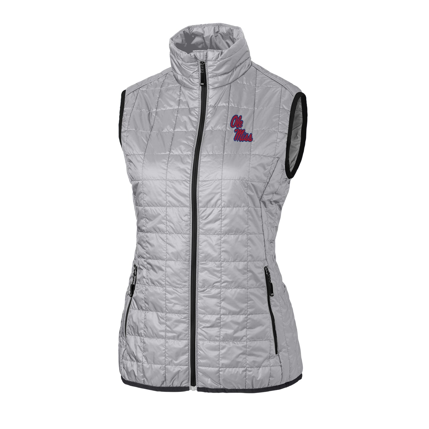 Women's Cutter & Buck Gray Ole Miss Rebels Rainier PrimaLoft Eco Full-Zip Vest