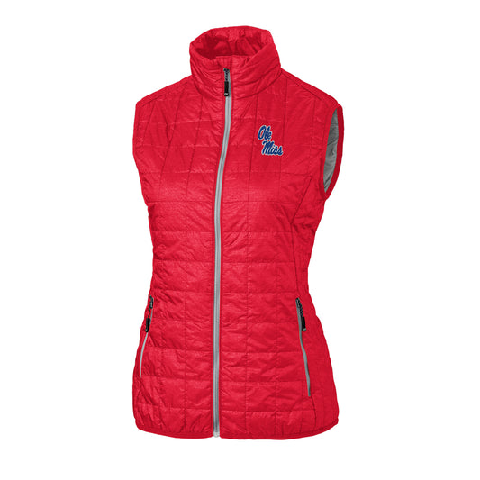 Women's Cutter & Buck Red Ole Miss Rebels Rainier PrimaLoft Eco Full-Zip Vest