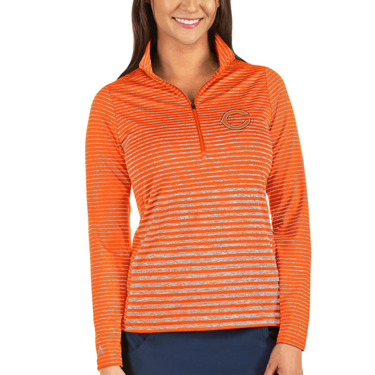 Women's Antigua Orange Chicago Bears Pace Half-Zip Pullover Jacket