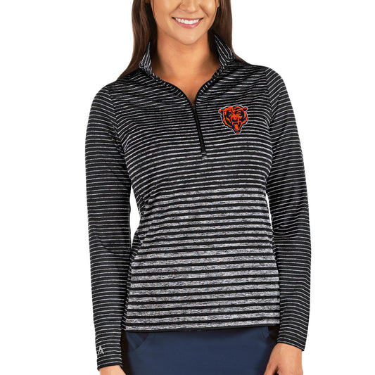 Women's Antigua Black Chicago Bears Mascot Pace Half-Zip Pullover Jacket