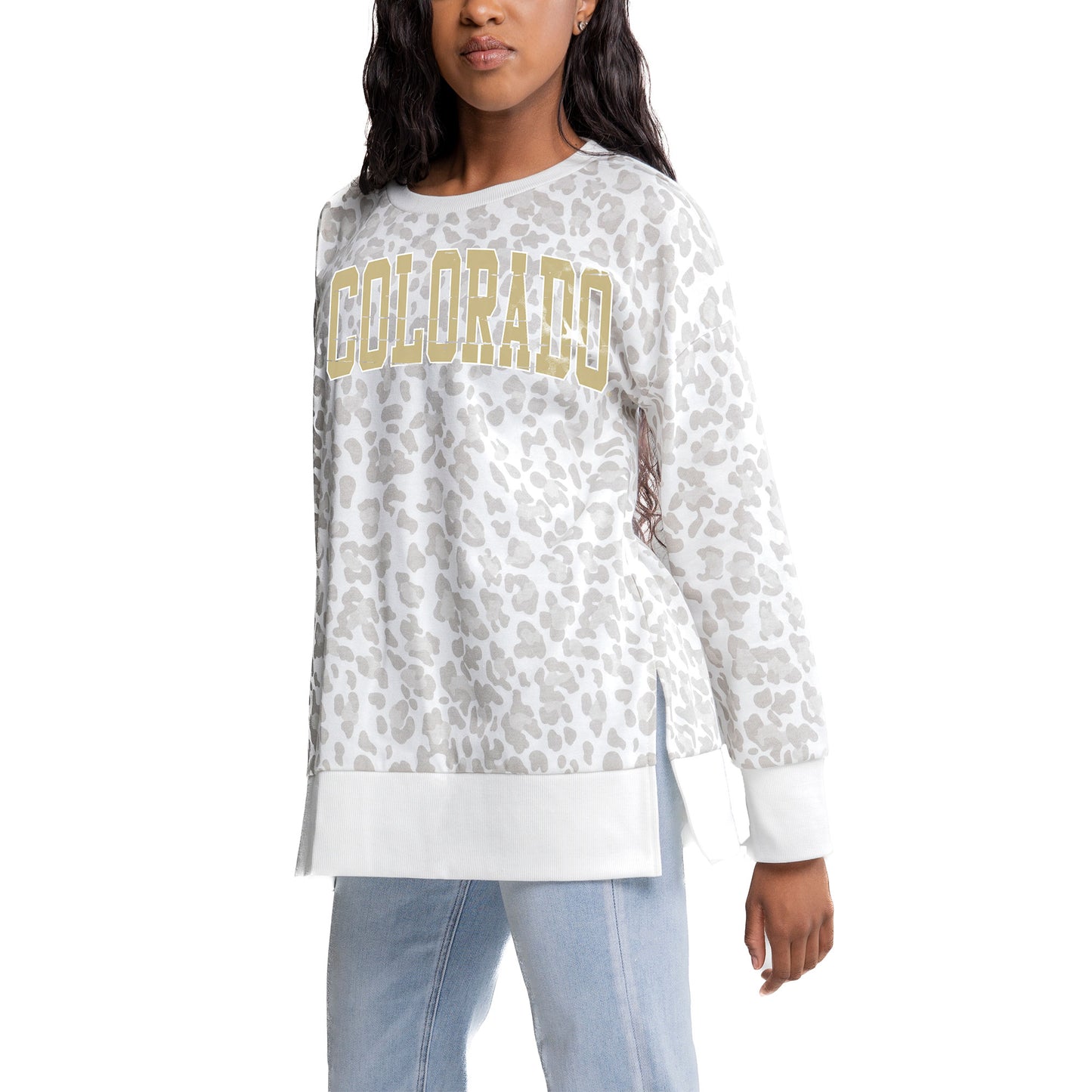 Women's Gameday Couture Gray Colorado Buffaloes Side-Slit French Terry Crewneck Sweatshirt